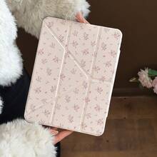 韩式花卉图案iPad保护套，亚克力材质，适用于iPad第11代、iPad Pro 2025新款、iPad Air 7/6、第10代、11英寸，可爱平板电脑保护套，带笔槽，防弯曲 - 粉色 - 查看 8