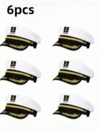 6 piezas Gorra de marina, Gorra de marinero, Sombrero de sol para viajes al aire libre, Gorra plana casual, Gorra de capitán, Sombreros para fiestas de crucero para hombres y mujeres, opción ideal para eventos y reuniones de trabajo en equipo