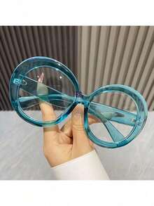 Transparent Round Oversized Glasses Fun Colorful Fashion Glasses Decorative Men's Women's Glasses - Màu Hoa hồng đỏ - Xem 9