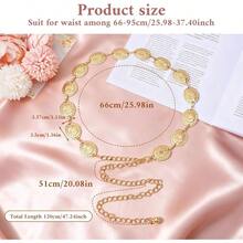 Gold Chain Belt, Western Belts Woman Country Belt Adjustable Hollow Out Daisy Cowgirl Belts Western Country Concert Outfit Dress Jeans Pants - ban đầu - Xem 3