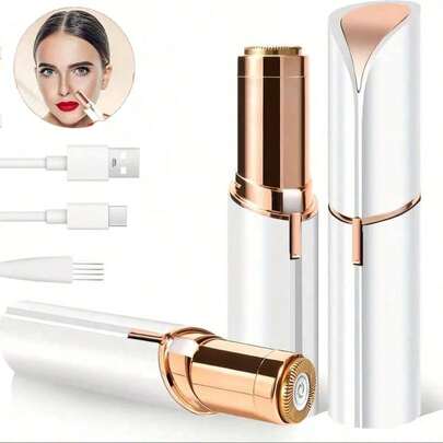 Women's Electric Painless Facial Hair Remover, USB Rechargeable With LED Light, Ergonomic Design For Face, Lip And Leg Hair Removal, Comes With USB Charging Cable And Cleaning Brush, Portable And High-Quality Beauty Tool