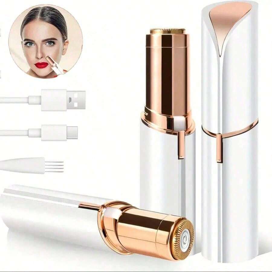 جهاز إزالة الشعر الكهربائي للنساء بدون ألم، قابل للشحن عبر USB مع ضوء LED، تصميم إرجونومي لإزالة الشعر من الوجه والشفاه والساقين، يأتي مع كابل شحن USB وفرشاة تنظيف، أداة تجميل محمولة وعالية الجودة