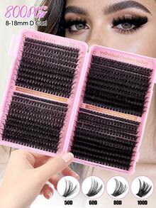 CMAYOME 800pcs Natural Soft False Eyelashes Kit, Mixed Density 10D-100D, Length 8-16mm, D-Curl. Suitable For Beginners Daily DIY Eyelashes, Cartoon Style Eyelashes And DIY Segmented Eyelashes. The Tool Kit Includes Eyelash Glue, Tweezers And Eyelash Brush. Ideal For Daily Outings, Work, Family Gatherings, Dates, Vacations And Travels. - Multicolor - View 5