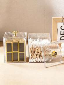 亚克力棉签盒，带盖浴室收纳罐套装，药剂师专用棉球、棉签、圆垫、牙线收纳罐