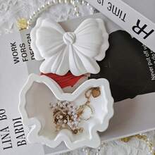 2件装树脂模具，DIY蝴蝶结首饰盒、烛台，石膏环氧树脂模具，适用于DIY手工制作、首饰收纳盒制作 - 白色 - 查看 9