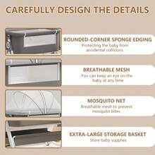 Lcchabls 5 In 1 Baby Bassinet & Bedside Sleeper With Rocking Mode, Portable Bassinet With Wheels, Foldable Bedside Crib With 6 Adjustable Height, Breathable Mesh, Soft Mattress, Storage Basket & Removable Mosquito Net - 灰色 - 查看 4