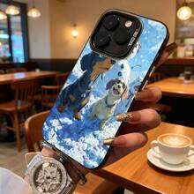 Funda de Teléfono Color Azul Patrón de Perros en la Nieve para iPhone 14 13 12 Pro Max y  Galaxy S23 S22 S21 Opción de Regalo Ideal para Todas las Estaciones - Negro - Ver 2