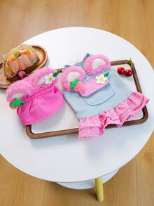 PETCIRCLE 2pcs Pet Clothes, Dog Cat Outfit, Small Dog Puppy Apparel, Cute & Comfortable Strawberry Dress + Hat Set - Multicolor - View 4