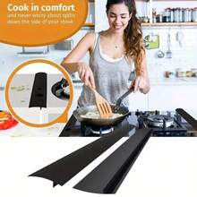 1PC/2PCS Stove Counter Cover Kitchen Seal, Stove Top Seal, Organic Silicon High Temperature Resistant Kitchen Gap Strip, Kitchen Accessories,Kitchen Decor And Accessories,Home Essentials,Kitchen Organization And Storage,Oil And Dirt Resistant Gas Stove Gap Soft Sealing Strip Silicone Gap Plug Kitchen Stove Counter Gap Cover - Flexible Stove Space Filler,Kitchen Decor,Halloween-ASDF - 2 cái/màu đen - Xem 3