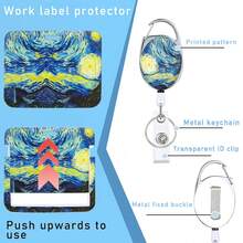 1pc (Badge Clip + Card Holder) Minimalist Starry Sky Print ID Badge Reel, Versatile Work ID Badge Holder Clip, Retractable Badge Reel, Nurse/Teacher Office ID Card Protector, Horizontal Push-In Style Card Holder, Suitable For School, Medical Staff, Nurses, Volunteers, Daily Office Supplies, Nurse's Day Office Gift