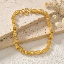 2件套优雅18K镀金镂空编织项链手链首饰套装，复古风格，适合女性日常、派对、活动、节日佩戴 - 金色 - 查看 6