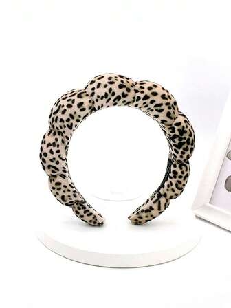 1pc Leopard Print Sponge Headband, Spa Headband For Washing Face Or Makeup, Sponge Bubble Skincare Headband, Convenient And Lightweight For Party, Dating, Everyday Use, Suitable For All Seasons, Great Gift For Valentine's Day, Carnival Season