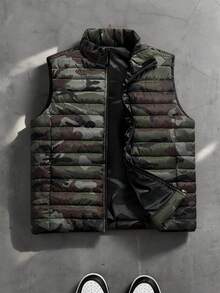 1件男士加厚抓绒内衬户外立领无袖背心外套，适合日常聚会、户外徒步、运动和跑步。