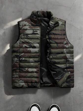 男士加厚户外立领背心外套，适合日常聚会、户外徒步、运动和跑步