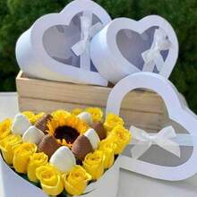 4个/套心形蝴蝶结礼盒，PVC心形礼盒套装，适用于情人节、婚礼礼物、新年、母亲节礼物、节日派对礼物 - 彩色 - 查看 5