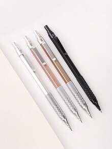 0.3/0.5/0.7/2.0mm Automatic Mechanical Pencil Set, 100pcs Refill Leads, Low Center Of Gravity, Retractable Tip, Metal Body, Back To School Essential - Black - View 10