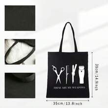Tote Bag Unisex Shoulder Bag For Commuting Travel Daily Use Black White Colors With These Are My Design Perfect For Hair Stylists And Barbers Shop Accessories, Work Bag, Minimalist Design, Graphic Print Tote, Sturdy Construction, Durable Fabric, Carryall Bag, Spacious Tote, Commuters Bag, Professionals Bag - 白色 - 查看 5