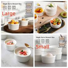 1/3 件装烘焙烤盅 - 烤箱适用，陶瓷焦糖布丁烤盅，布丁杯，蛋奶沙司杯，舒芙蕾烤盘，法式洋葱汤碗，蛋奶沙司杯，甜点杯 - 彩色 - 查看 5