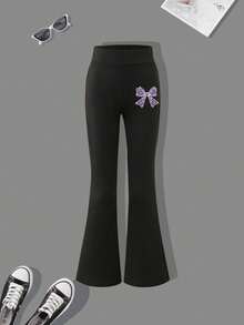 Ținută de vară pentru fete, 2 buc., tricou cu mânecă scurtă și pantaloni scurți, stil minimalist casual, potrivită pentru școală, sport, activități în aer liber, ținută pentru studenți - Liliac violet - Vizualizare 8