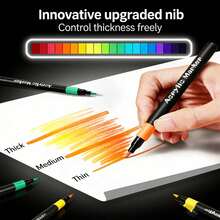 12/24/36/48/60/80 Color Upgrade Soft-Tip Acrylic Markers, Soft-Tip, Exclusive For Primary School Students, Painting Pens, Opaque Color Stacking Acrylic Markers, Art Painting, Children's Graffiti, Paper-Proof, Stackable Colors, Washable, Student Painting Pens, Marker Pen Set - Black Box Eagle Soft Tip Acrylic Markers - View 11