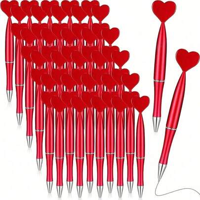 10pcs/Set Heart Shaped Pens, Love Stationery Ballpoint Pens, Neutral Pens, Valentine's Day Party Favors, School Classroom Supplies Exchange Gifts, Suitable For Home, Office, School Gifts, Back To School, Learning Supplies, Cute Stationery Colors, Suitable For School Use.