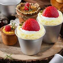 1pc/5PCS/10PCS, Aluminum Non-Stick Pudding Cups, Ideal For Making Puddings, Cupcakes, And DIY Dessert Baking Cups. Perfect For Christmas, Birthdays, And Everyday Household Baking Essentials.