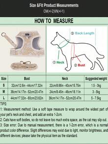 1 Set/2 Pcs (Harness + Leash) Pet Dog/Cat Harness Set, Floral Print/Color Block Design, Adjustable Vest-Style Leash, Essential For Pet Outdoor Walking - Multicolor - View 2