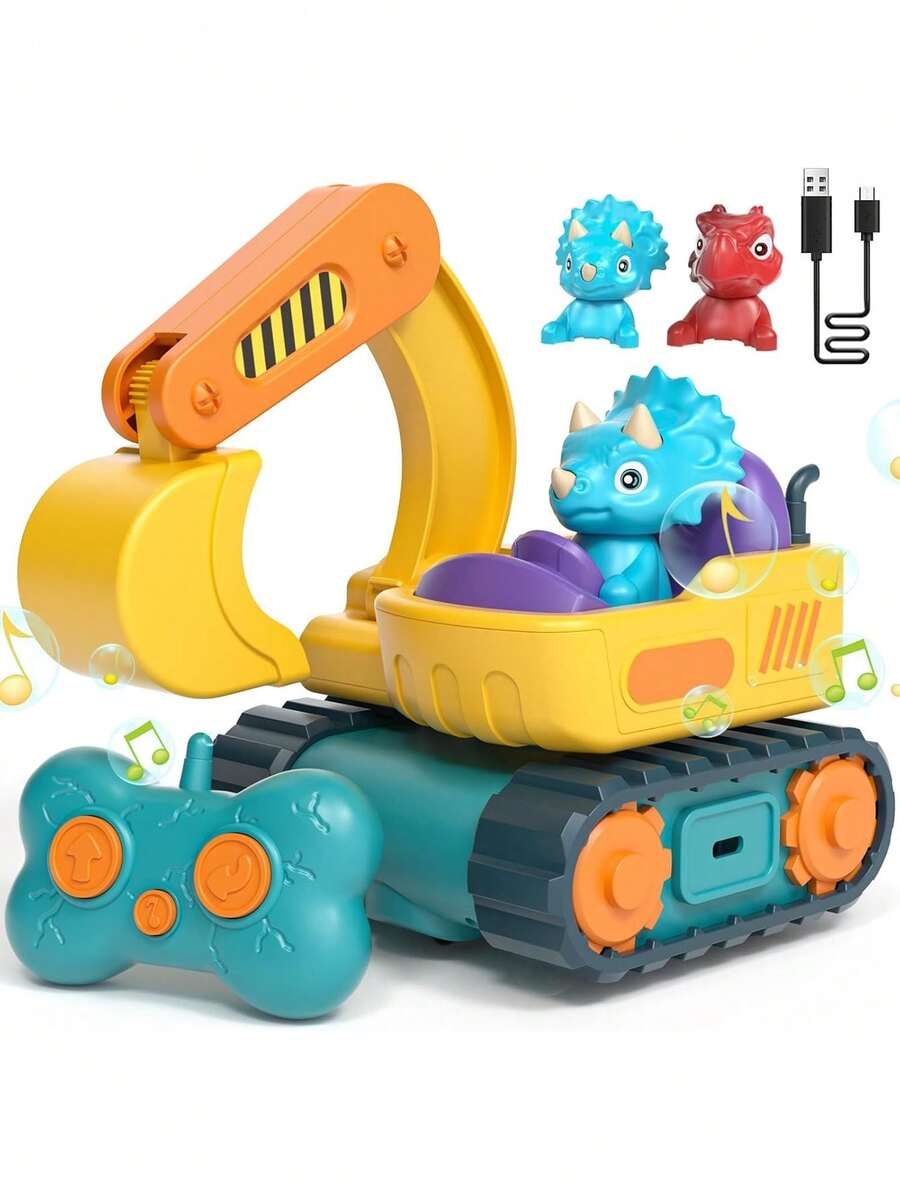 Lehoo Castle - Coche de Control Remoto para niños pequeños de 1 a 3, Excavadora de Control Remoto Recargable para niños pequeños de 2 a 3, Juguetes de construcción para niños de 3 años,38073780 - Tipo de Enchufe A Japonés (100V) - Ver 1