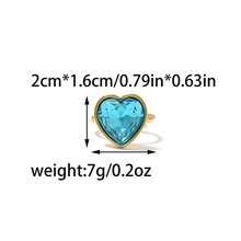 1pc Multi-Color Sparkling Heart Zirconia Stainless Steel Gold Adjustable Ring, Suitable For Girls' Everyday Wear And Parties, Exquisite And Simple Jewelry Gift. - Gold - View 13