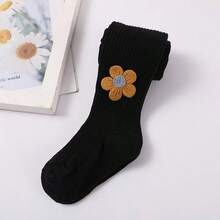 1pc Infant & Toddler Girls' Floral Accent Stirrup Tights, Spring/Autumn - Multicolor - View 13