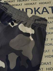 Women's Camouflage Cargo Casual Pants, Featuring Large Patch Pockets, An Elastic Drawstring Waistband, And A Tapered Cuff, Suitable For Daily Outdoor Leisure Activities. - 卡其迷彩 - 查看 4