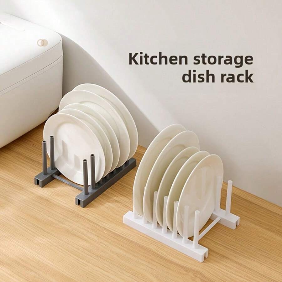 创意厨房收纳架 | 塑料碗碟锅盖沥水架，节省空间的家用餐具收纳架 - 彩色 - 查看 1