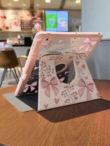 Thiết kế nguyên khối, phù hợp với iPad 10/9/2025 Pro 11 inch, ốp lưng máy tính bảng họa tiết hoa và nơ, mặt lưng acrylic trong suốt, hỗ trợ tự động bật/tắt màn hình, hỗ trợ nhiều góc độ với khe cắm bút, ốp bảo vệ cần thiết cho văn phòng và học tập, không từ tính. - Hồng - Xem 4