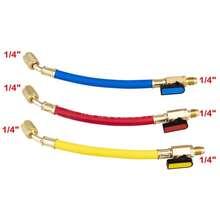 R134A R410A R22 R12 Refrigeration Charging Hose Set With Ball Valve, 1/4" SAE Thread AC HVAC Manifold Gauge Hose Kit, Low Loss Refrigerant Hoses With Ball Valves