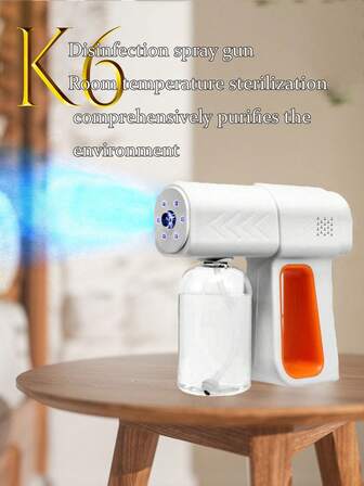 1pc Mini Portable Rechargeable Disinfection Sprayer, Handheld Electric Spray Gun, Home Disinfection Atomizer, Home USB Rechargeable Alcohol Sprayer, Blue Light Sprayer For Pet Odor Removal, Wireless Office White Spray Gun, Car Interior Sterilization Sprayer, Suitable For Outdoor, Home, Bedroom, Kitchen, Car, School, Clothing, Courier And Other Disinfection Accessories