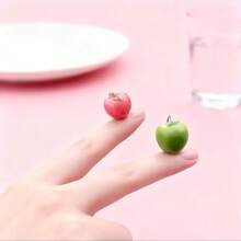 10Pcs Apple Fruit Charms Resin Fruit Pendants 3D Dangle Pendant Ornaments With Hanging Loops For Earring Bracelet Necklace Keychain 16x17mm - Apple - View 3