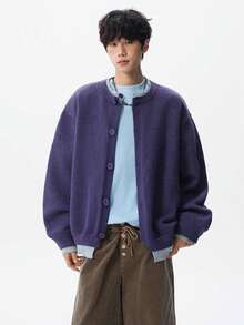 Men Cardigans - Purple - View 2