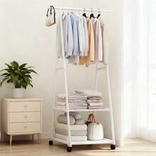 1pc Floor-Standing Coat Rack, Compact Bedroom Type With Shelf, Multi-Layer Storage Rack For Living Room, Mobile Multi-Functional Design, Indoor Balcony Clothes Drying Rack - Multicolor - View 12