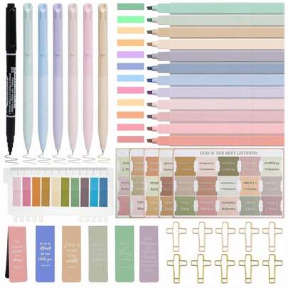 HRFGWDD Bible Study Supplies [41 PCS] For Women - Bible Journaling Kit With No Bleed Highlighters &Amp; Pens, Bible Tabs Set And Bible Verse Gifts For Scripture Study