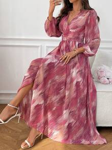 Casual Elegant Printed Long Dress For Women - Multicolor - View 6