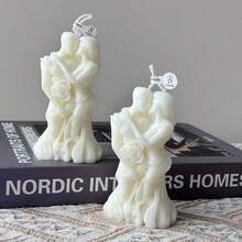 1个情人节拥抱情侣造型香薰蜡烛DIY创意装饰，浪漫礼物，婚礼回礼，硅胶模具 - 白色 - 查看 5