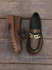 Women's Spring/Autumn Slip-On Loafers, Flat Thick Sole Fashion Casual Shoes - Brown - View 2