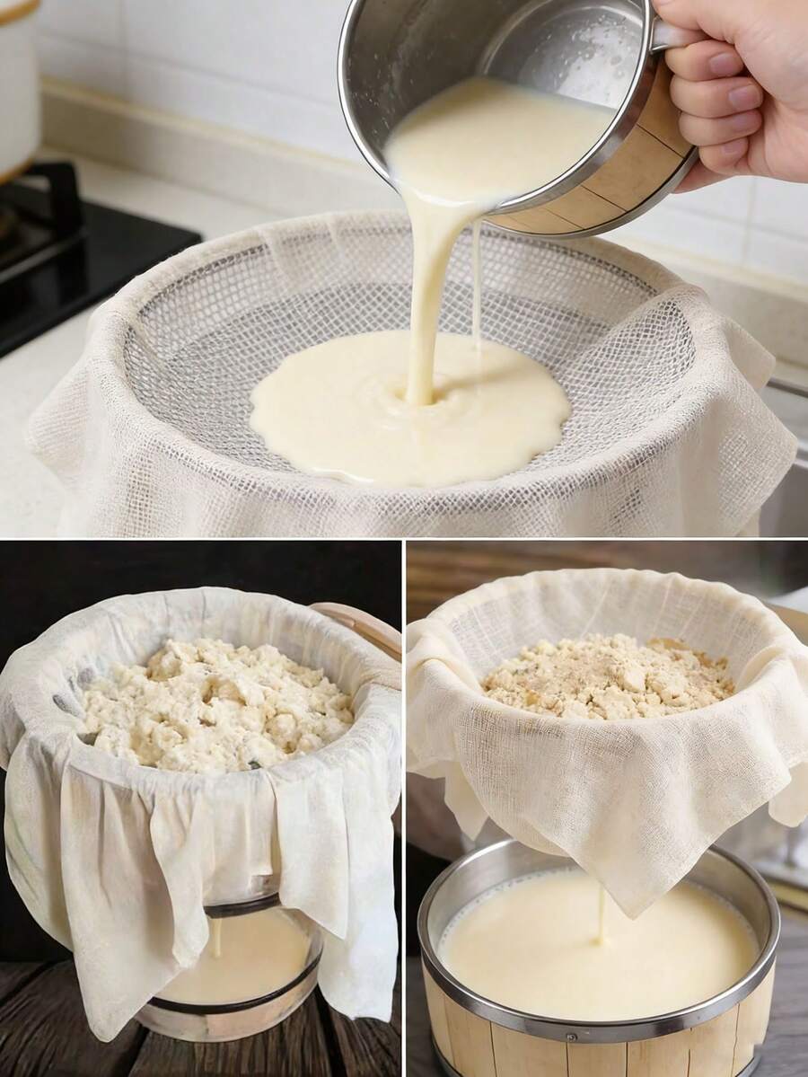 5片/3片装纯棉豆腐过滤布，包边，高密度，豆腐布，过滤器，豆浆，腐皮布，残渣过滤器，纱布，隔热棉布 - 彩色 - 查看 1