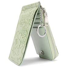 New Zipper Card Holder Embossed Design Large Capacity Multi-Card Slot Card Women's Coin Purse With Ring - 印花黑[無盒子]防盜刷 - 查看 8