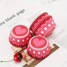 100pcs/Set Spring Wedding Party Grease-Proof Dessert Paper Cups, Romantic Heart Pattern Cupcake Liners, Muffin Cups, Cake Cups For Friends Gathering - Multicolor - View 10