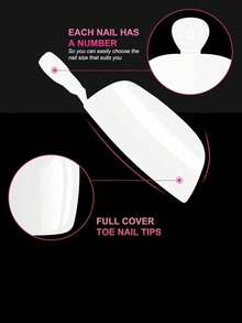 240 móng chân giả màu trắng phủ kín toàn bộ móng, 12 kích cỡ, loại dán, thiết kế nối móng chân chất lượng salon, dụng cụ làm móng nghệ thuật bằng acrylic. - trắng - Xem 2