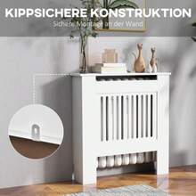 HOMCOM Radiator Cover With Horizontal Slats, White, For Living Room Or Bedroom, 78 X 19 X 81 Cm - 白色 - 查看 6