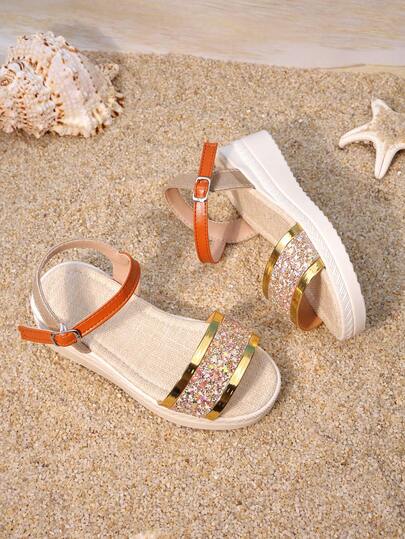 Children's Sandals, New Spring/Summer Girls High Heel Wedge Sandals, Princess Shoes For Toddlers & Big Kids, Open Toe Fashion Outdoor Student Sandals