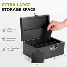 Large Bamboo Box With Combination Lock Decorative Box For Home Great Gift Choice Storage Lockbox With Storage Jar, Christmas Gifts For Men Women - 黑色 - 查看 5