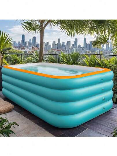 1pc Large Inflatable Swimming Pool, Suitable For Yard And Family Fun, Vibrant Color Pool